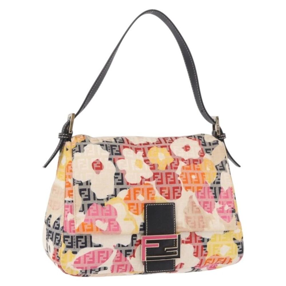 Fendi Mamma Baguette Zucca Jacquard Velvet Multicolour Canvas Shoulder Bag Bag